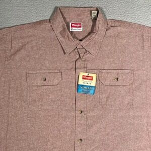 Wrangler Shirt Mens 3XL Maroon Relaxed‎ Fit Button Up Casual Preppy Workwear NWT